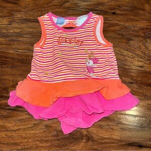Disney Pink and Orange Striped Piglet Dress 0/3 months